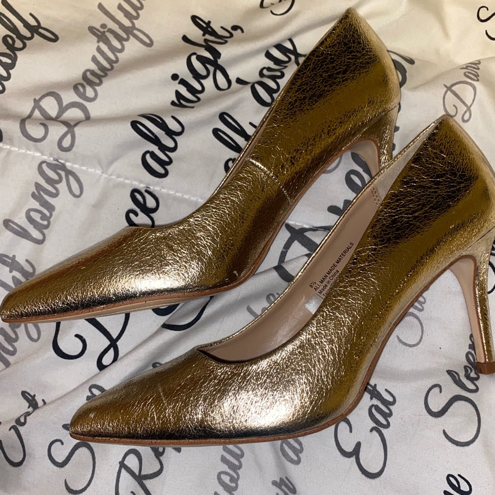 Gold high heels